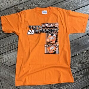 Vintage Tony Stewart Shirt Mens L Orange‎ Nascar Racing Team Logo Home Depot Tee